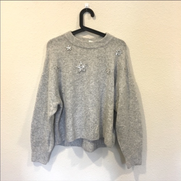 H&M Beaded Grey Star Sweater - size S - Picture 2 of 5
